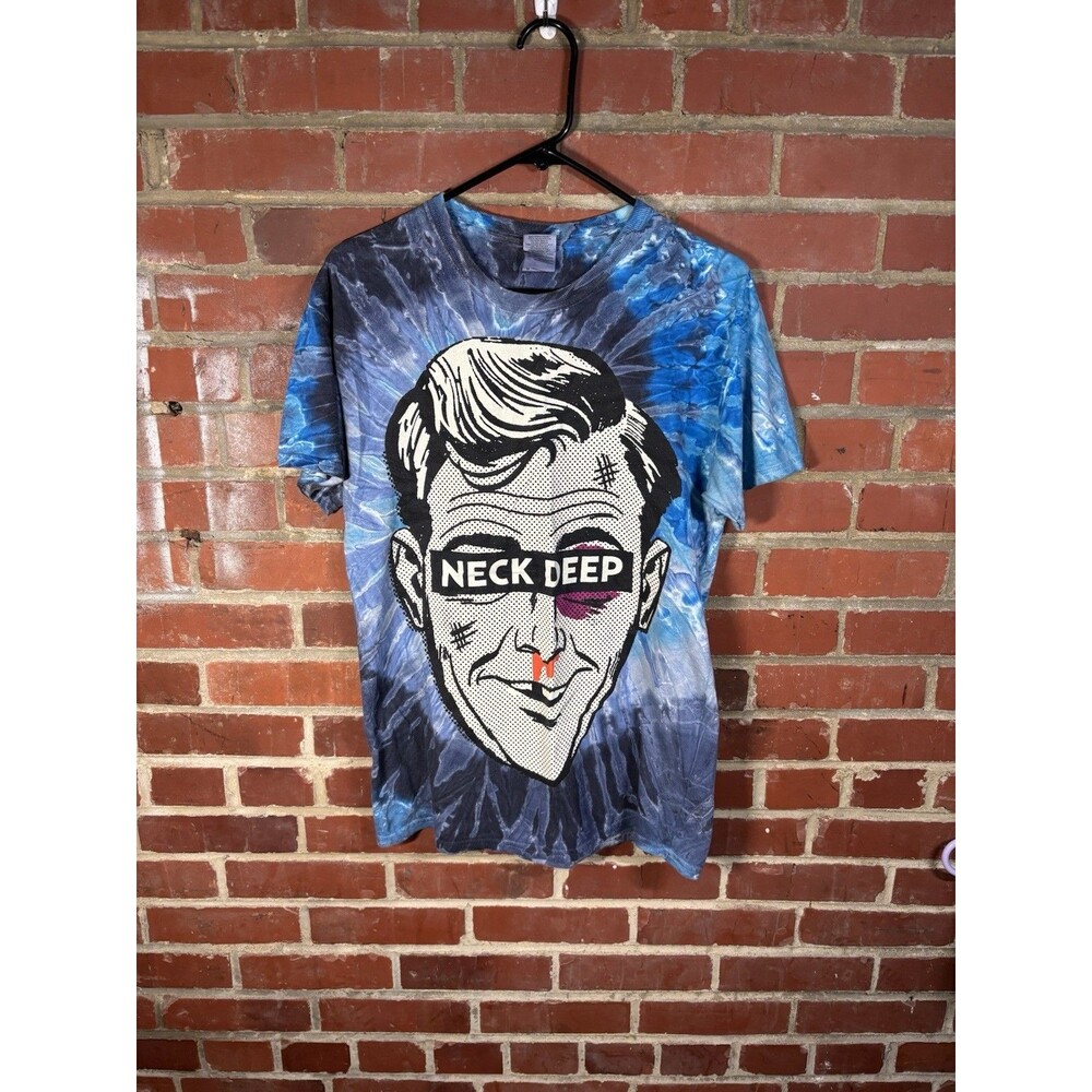 Neck Deep Rain In July Tie Dye Shirt Face Print Logo Pop Punk Music Adult Medium